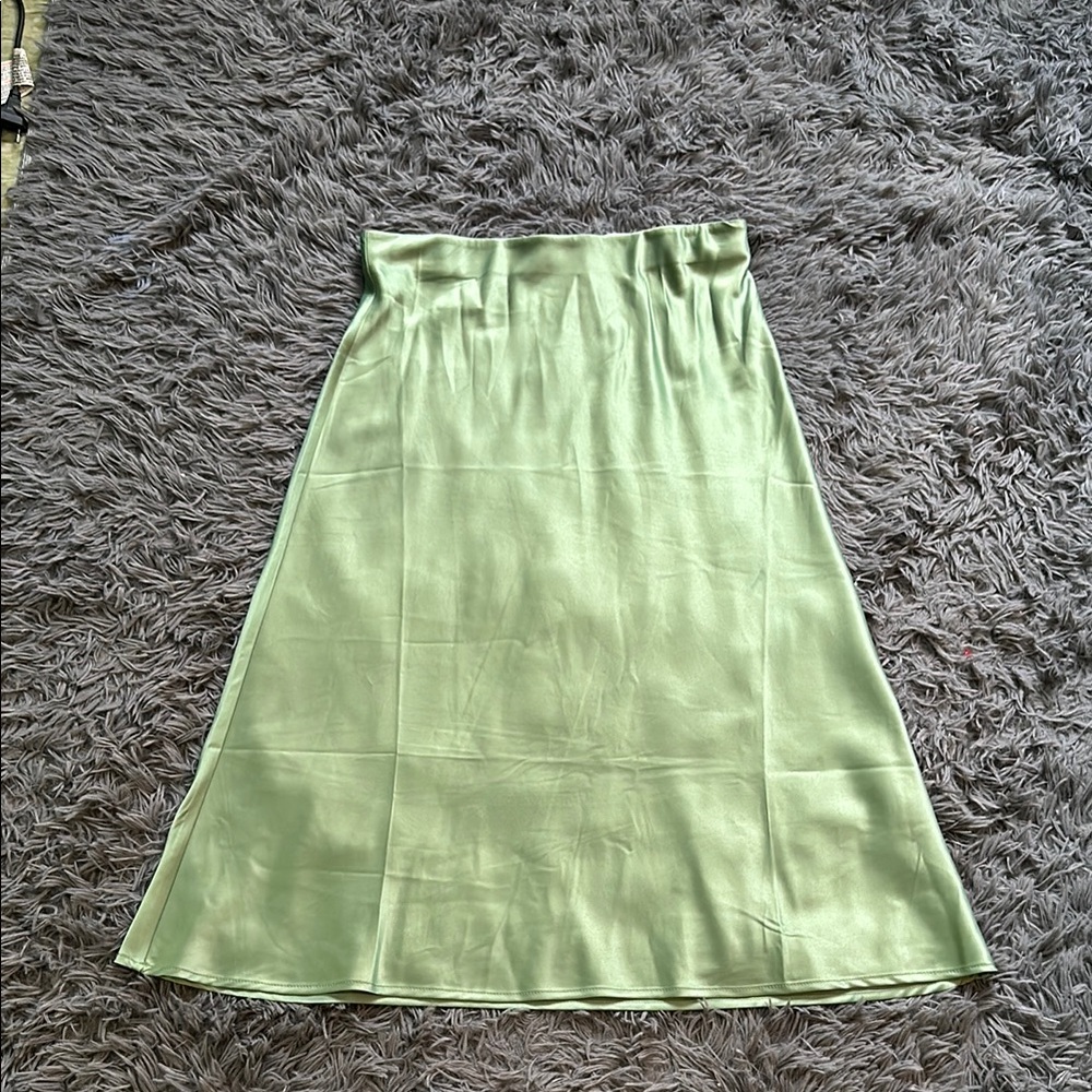 Mint Green Midi A-line Skirt for Casual Wear